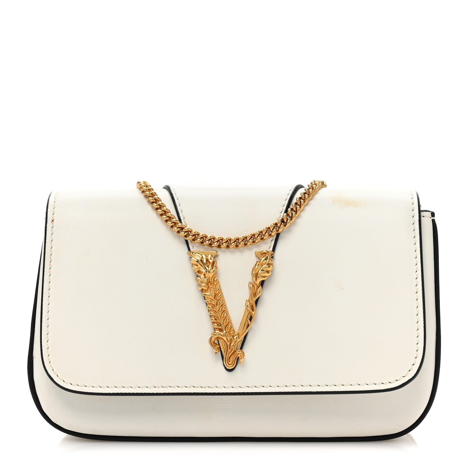Versace Vitello Virtus Mini Chain Bag White 1 of 11