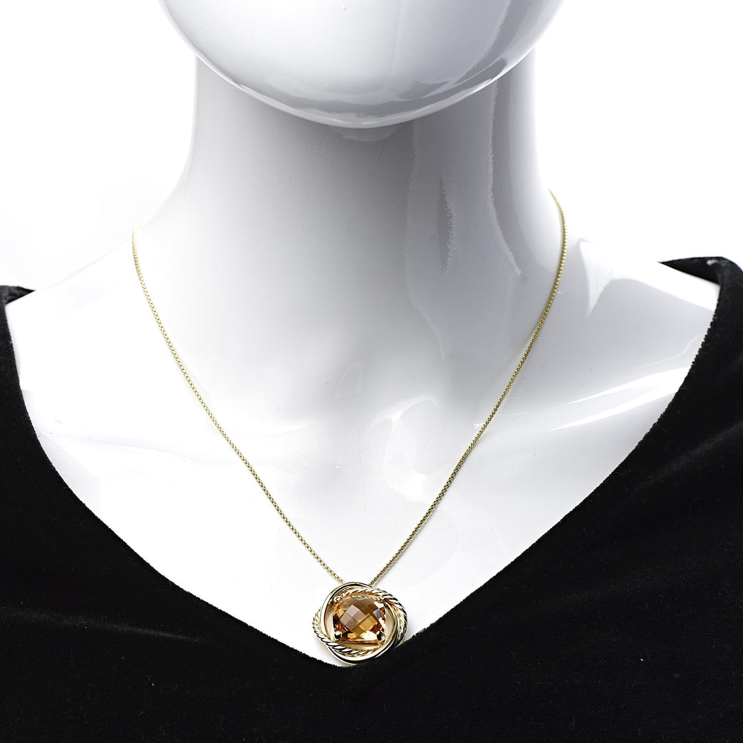 18K Yellow Gold Citrine 11mm Infinity Pendant Necklace