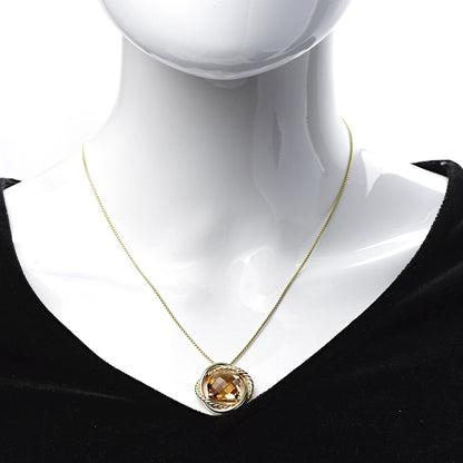 David Yurman 18K Yellow Gold Citrine 11mm Infinity Pendant Necklace 2 of 5