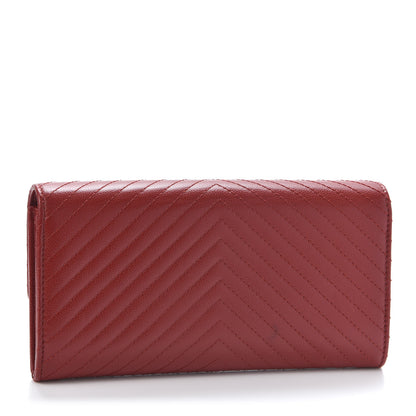 Chanel Caviar Chevron Quilted Large Flap Wallet Dark Red 2 of 11