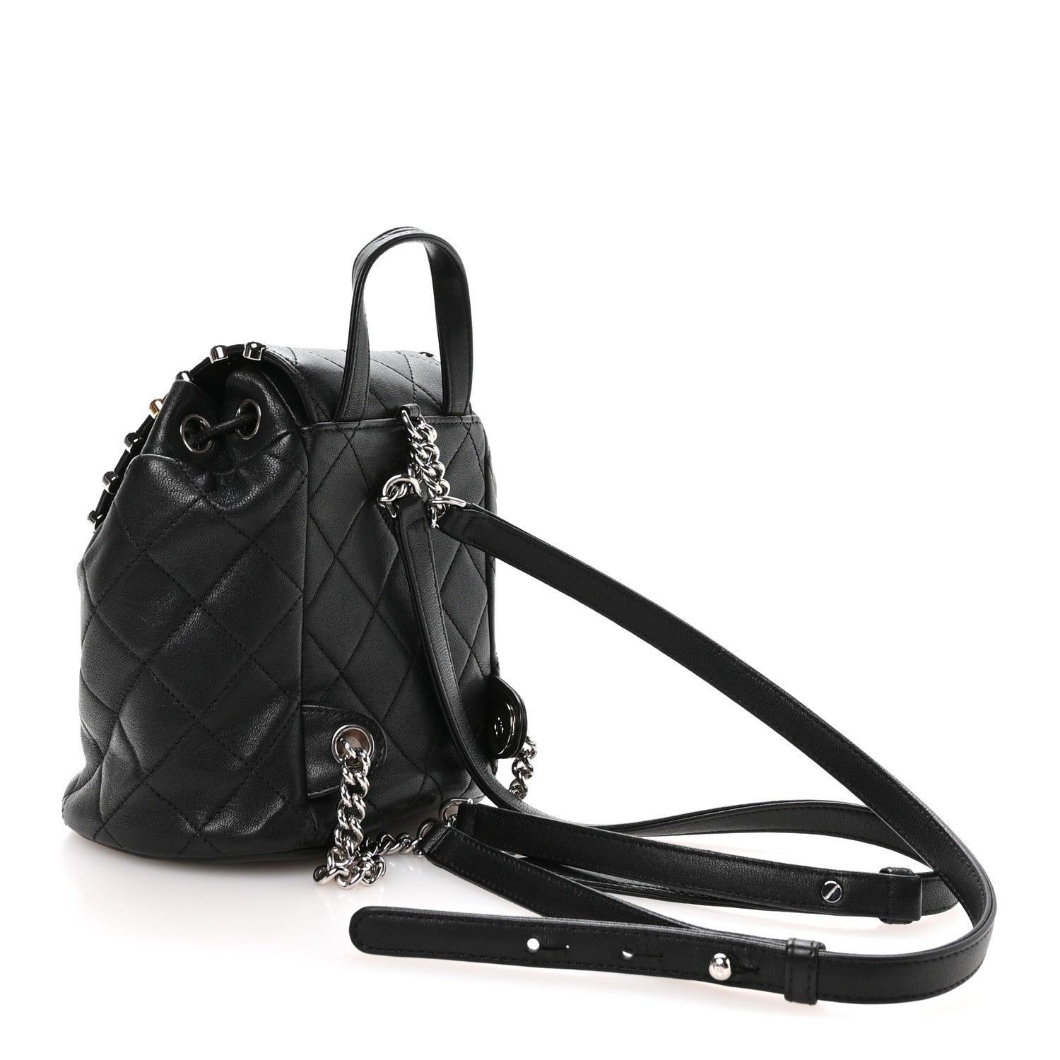 Chanel Lambskin Quilted Metallic Bubble Backpack Black 2 of 9