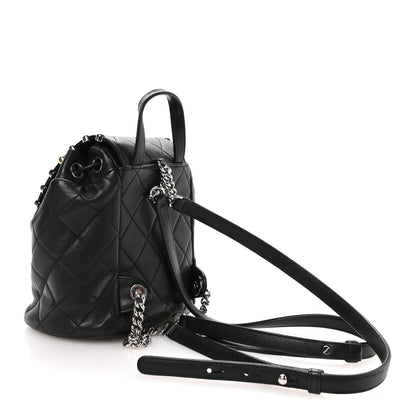Chanel Lambskin Quilted Metallic Bubble Backpack Black 2 of 9