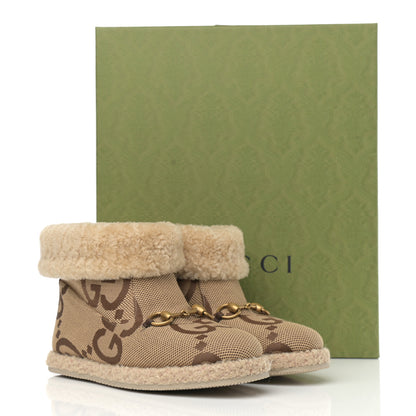 Gucci Monogram Jumbo GG Wool Womens Fria Horsebit Ankle Boots 36 Camel Ebony Butterscotch 8 of 8