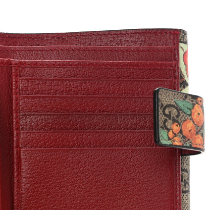 Gucci GG Supreme Monogram Tian French Flap Wallet Beige Multicolor Red 9 of 10