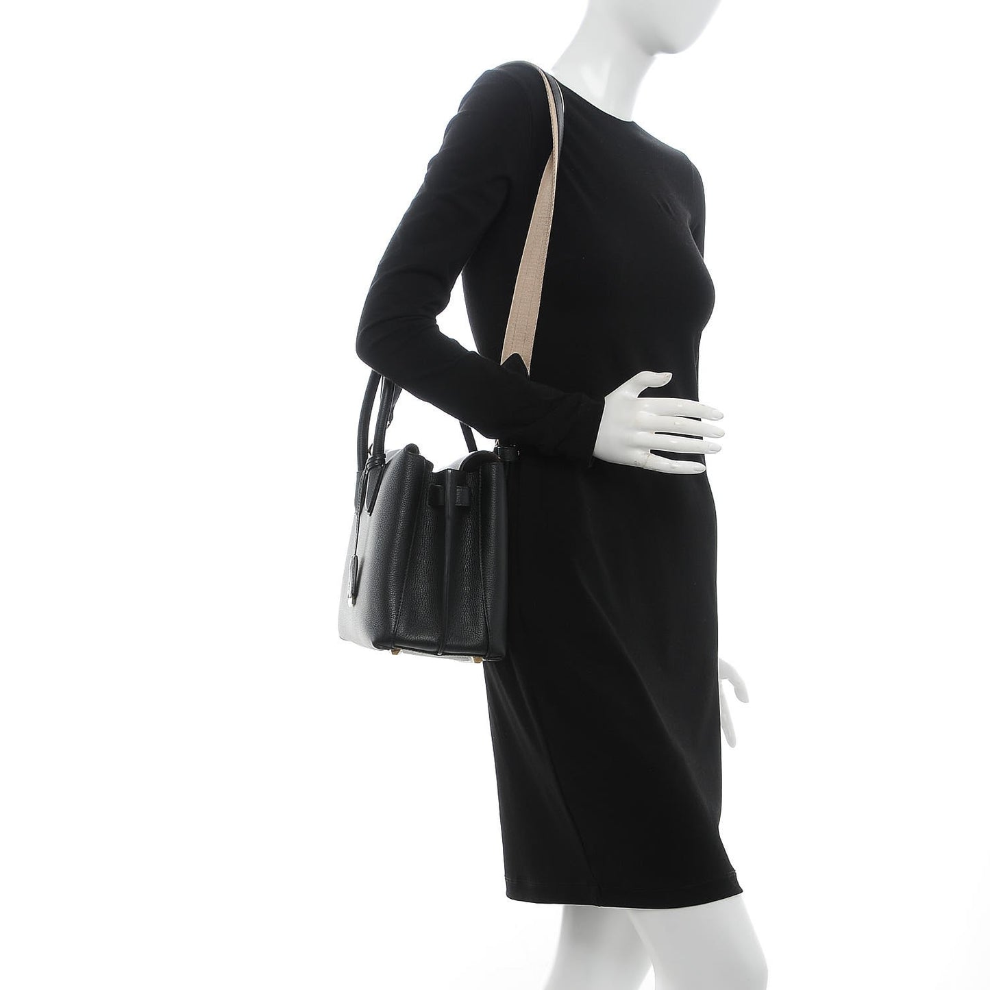 Grained Calfskin Medium Milla Tote Black