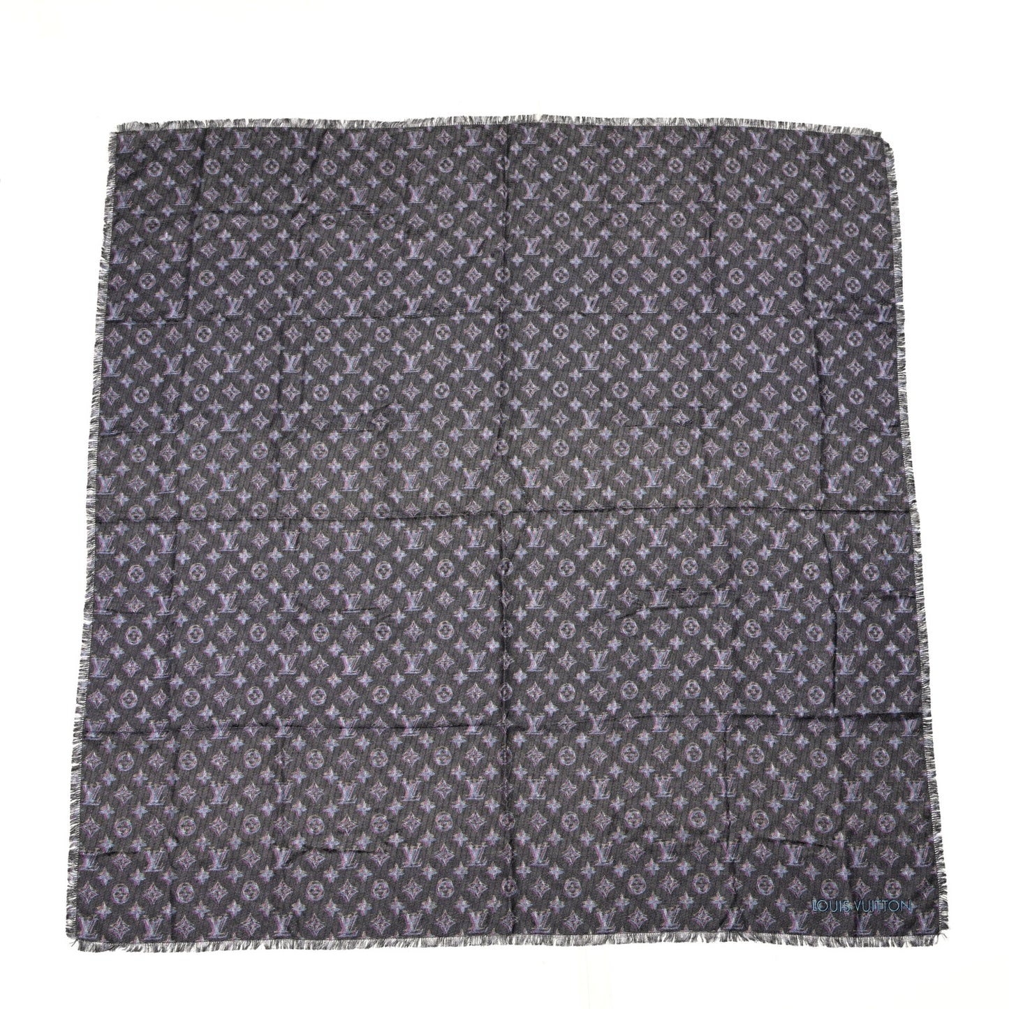 Wool Silk Monogram LV Pop Shawl Blue