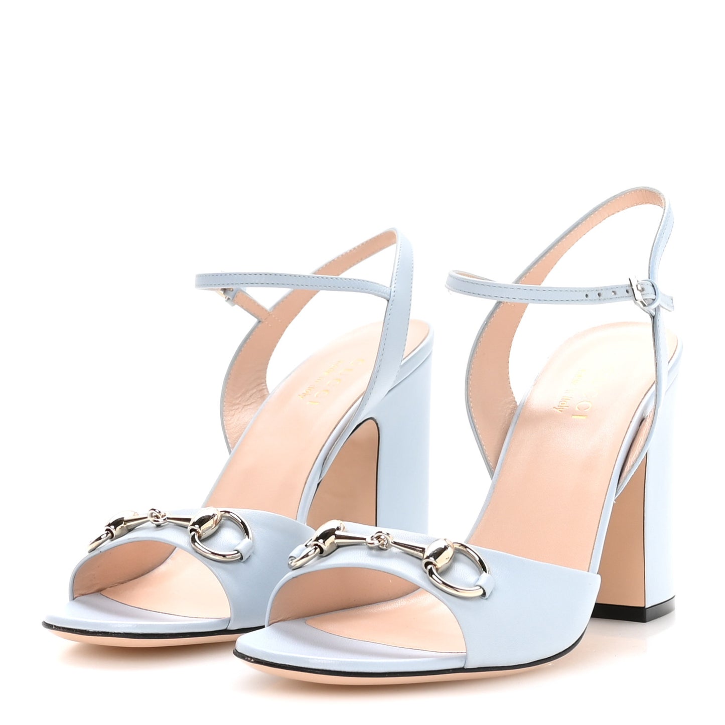 Malaga Kid Horsebit Cross Strap 95mm Sandals 39 Eden Light Blue
