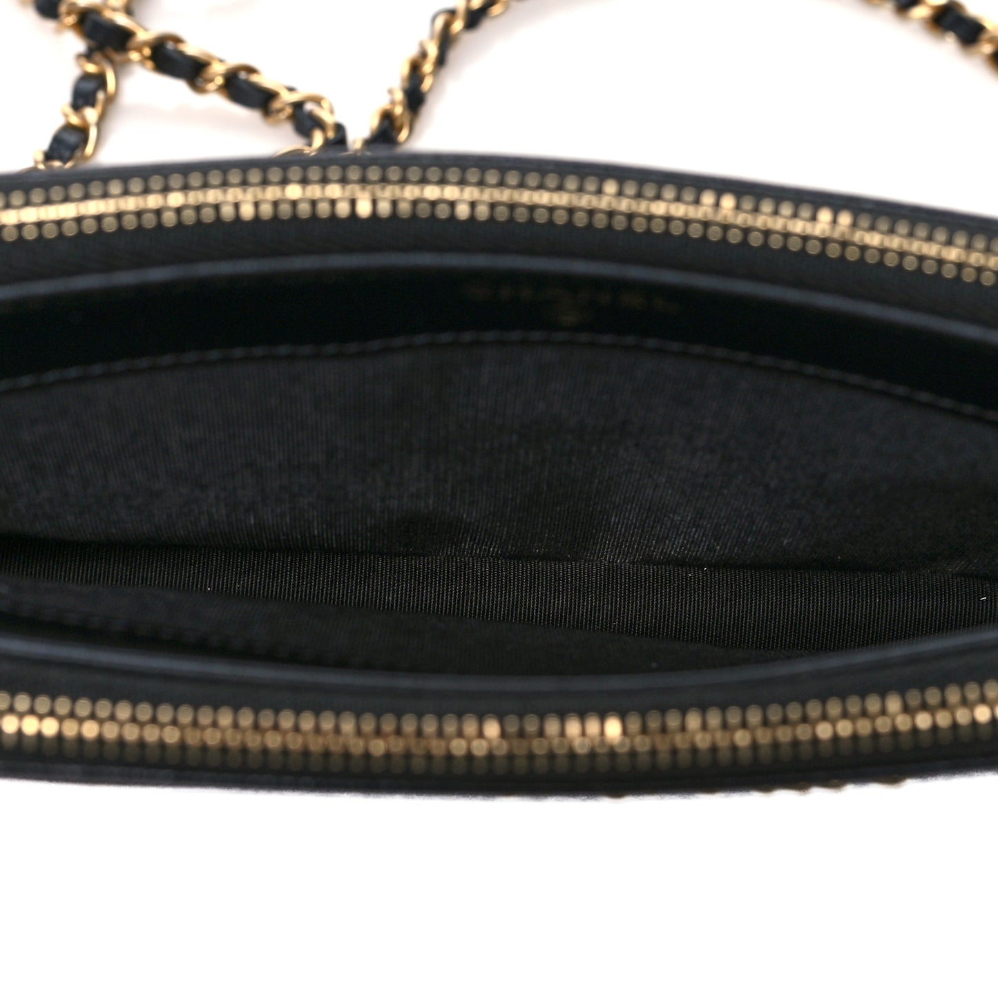 Caviar Studded Small Deauville Clutch With Chain Black