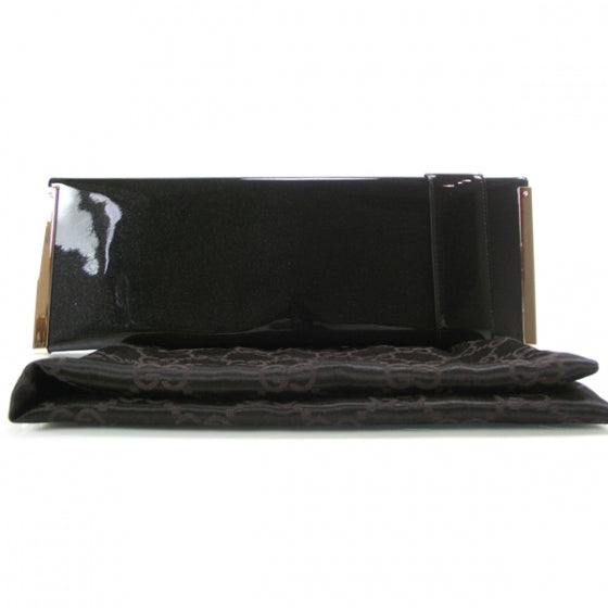 Gucci Patent Glitter Buckle Clutch Black 2 of 9