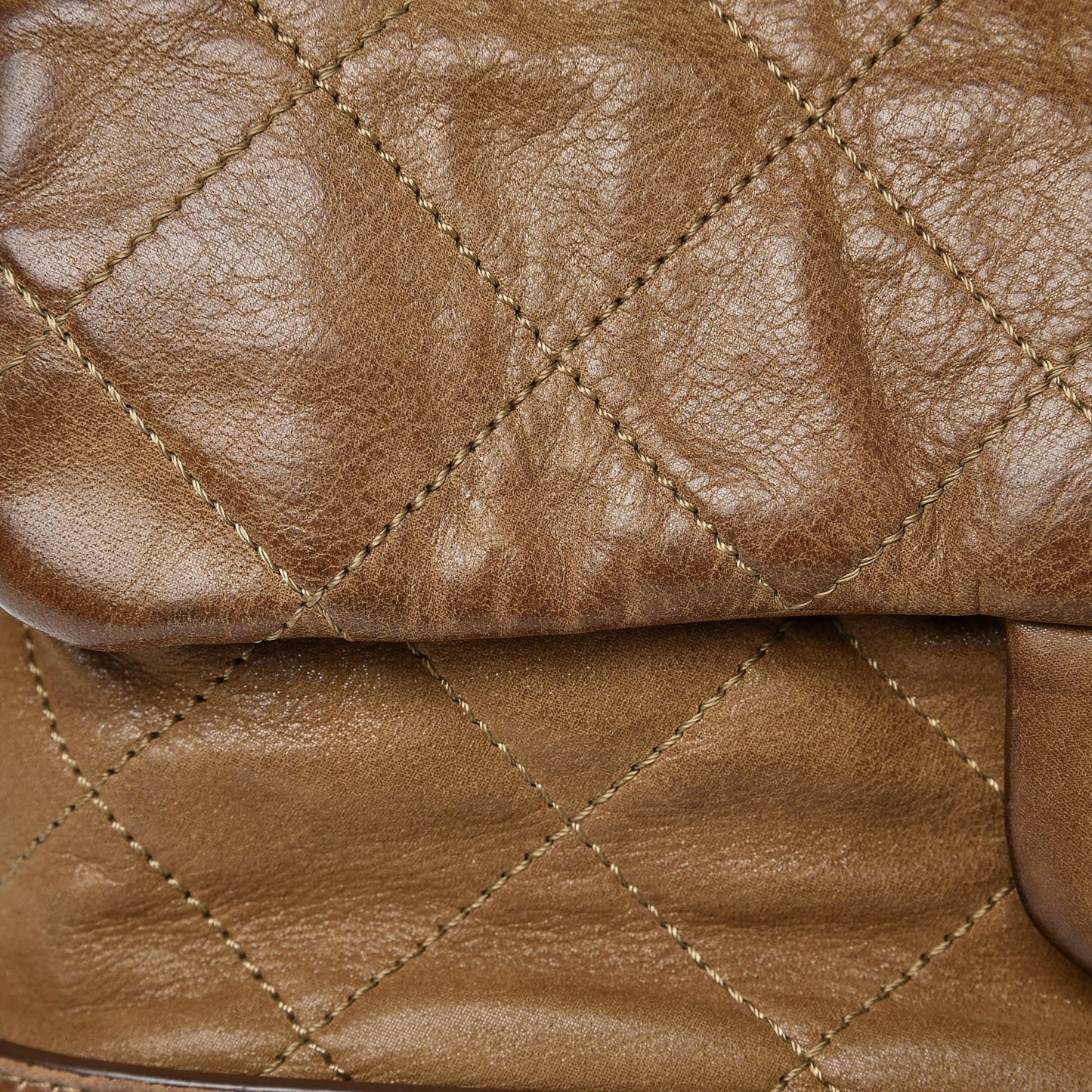 Iridescent Calfskin Quilted VIP Flap Brown