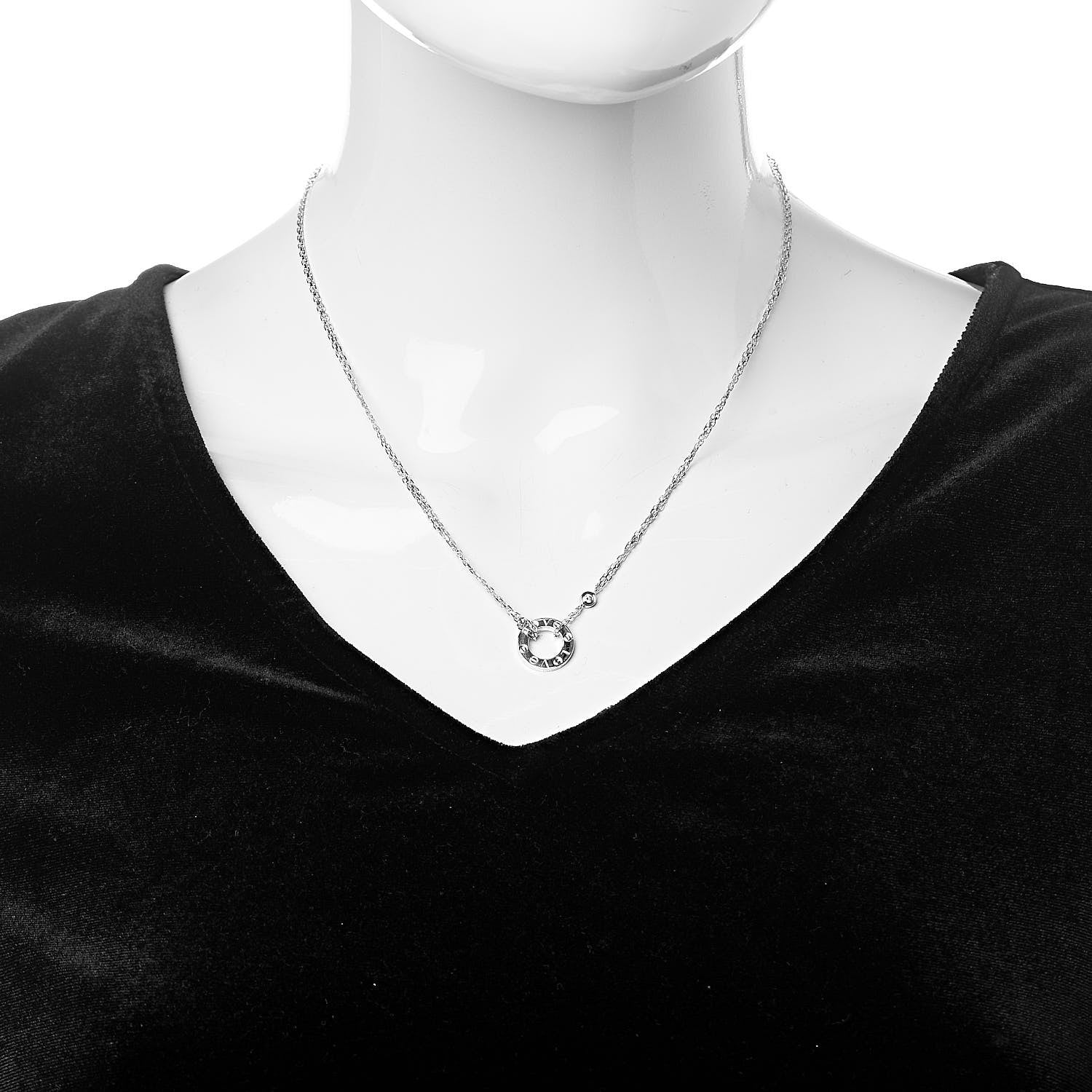 Cartier 18K White Gold 2 Diamond LOVE Necklace 2 of 8