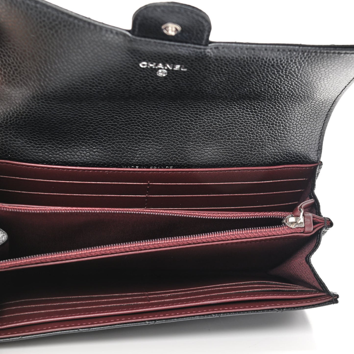 Caviar Quilted Large Gusset Flap Wallet Black