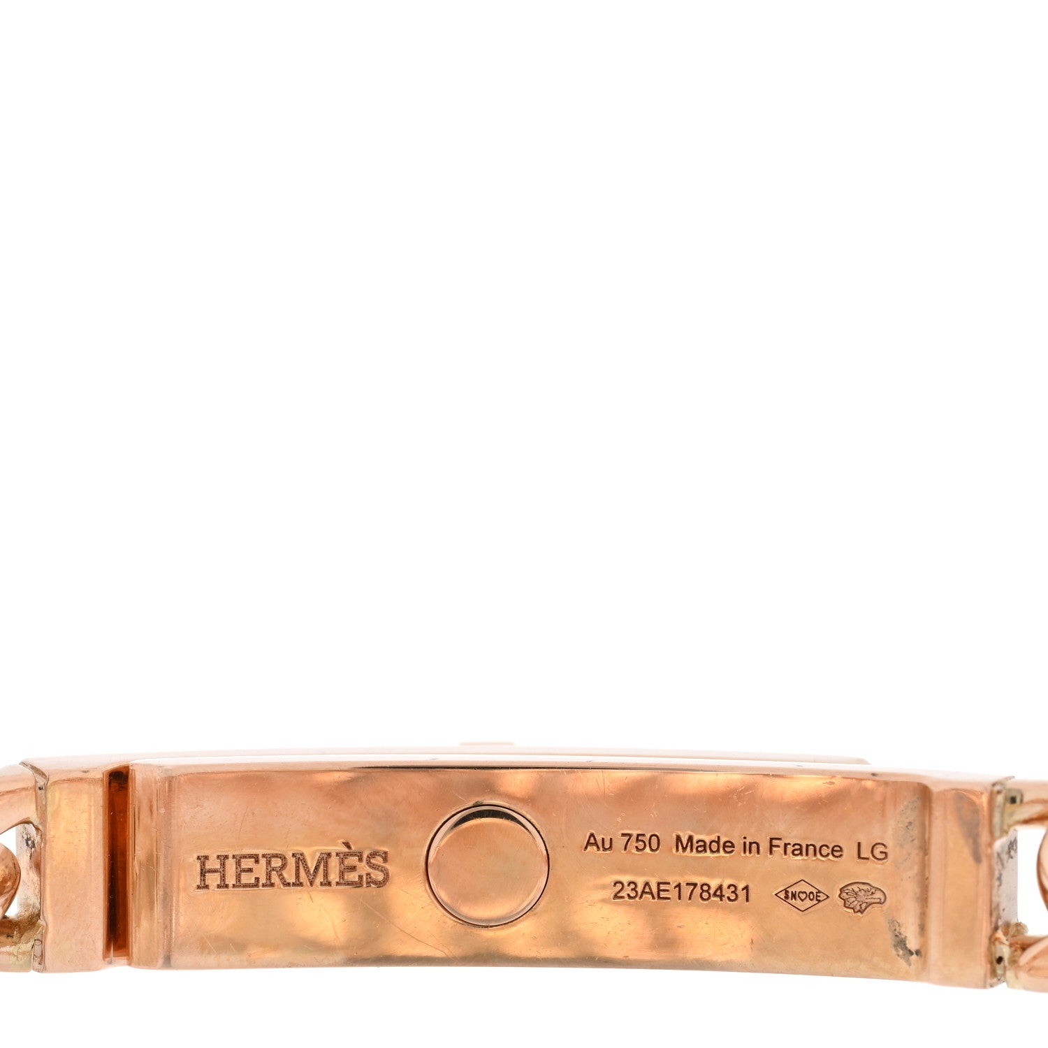 Hermes 18K Rose Gold Diamond PM Kelly Gourmette Bracelet LG 3 of 4
