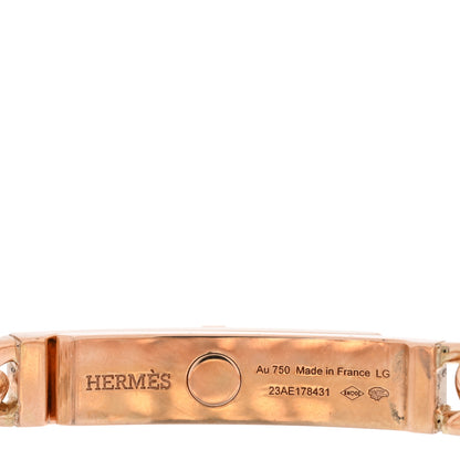 Hermes 18K Rose Gold Diamond PM Kelly Gourmette Bracelet LG 3 of 4