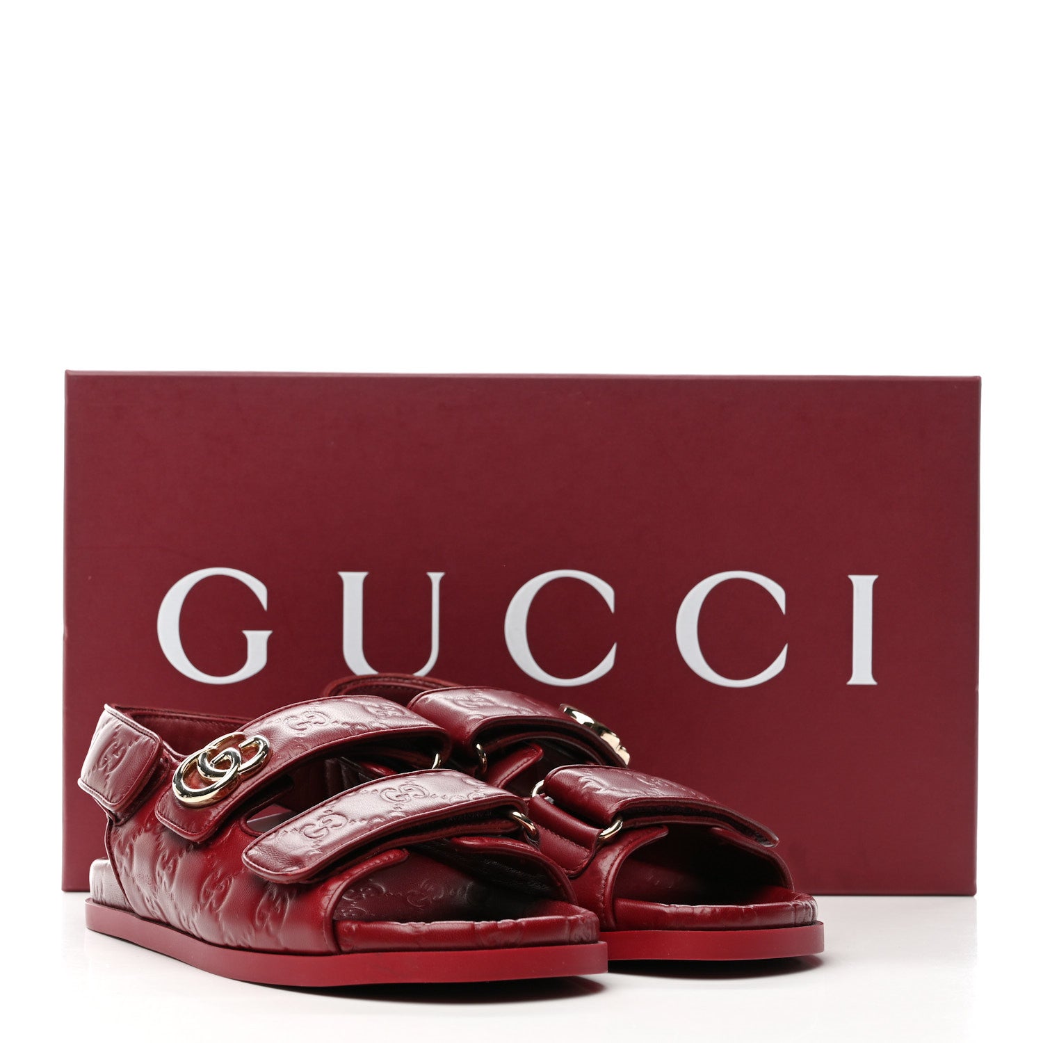 Gucci Guccissima GG Embossed Womens Sandals 36 Rosso Ancora 10 of 10