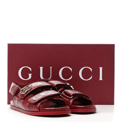 Gucci Guccissima GG Embossed Womens Sandals 36 Rosso Ancora 10 of 10