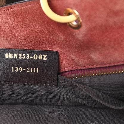 Fendi Pequin Vitello Small Shoulder Tote Tobacco Amarena 7 of 17