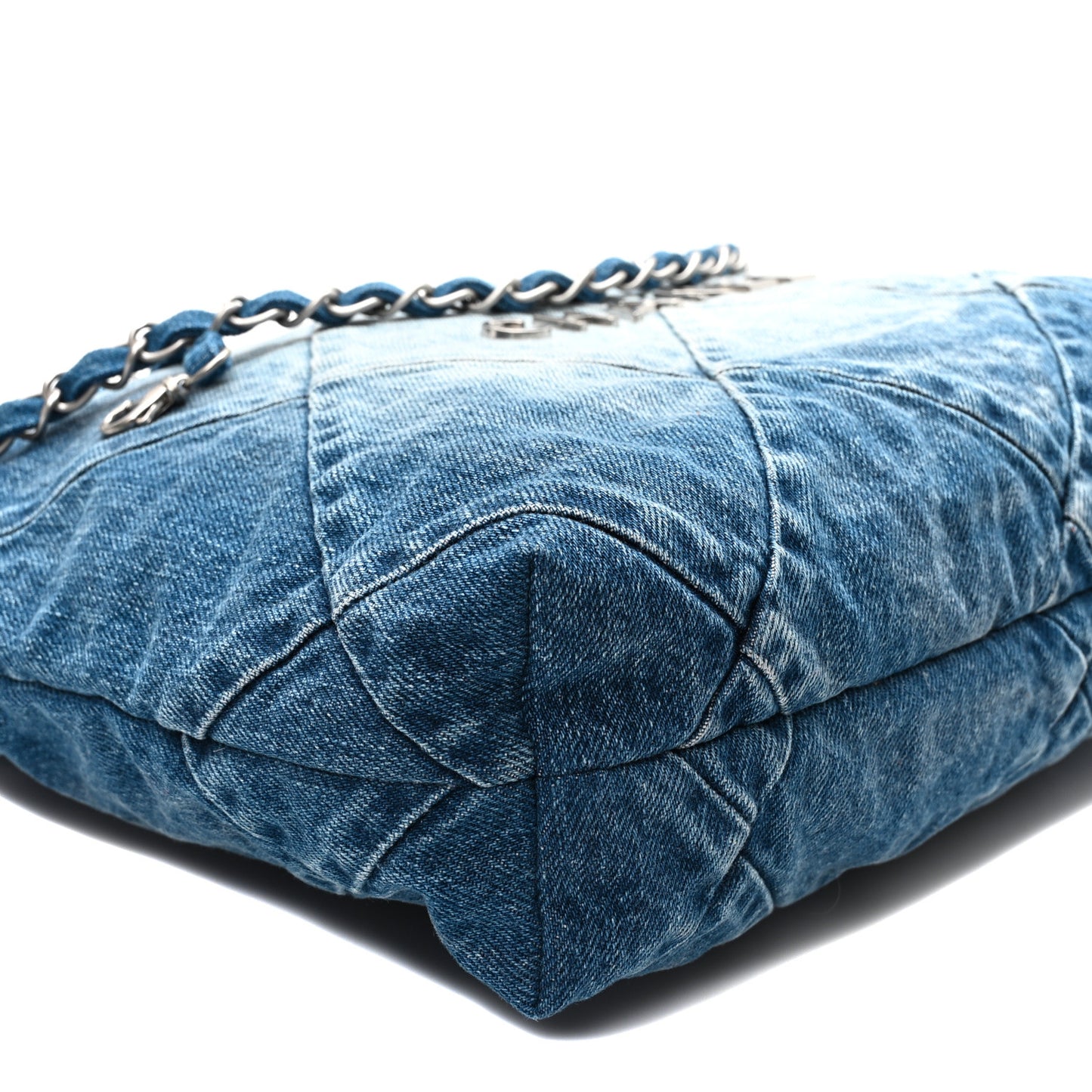 Denim Quilted Small Chanel 22 Blue
