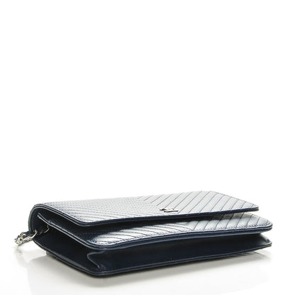 Chanel Caviar Chevron Wallet On Chain WOC Navy 4 of 8