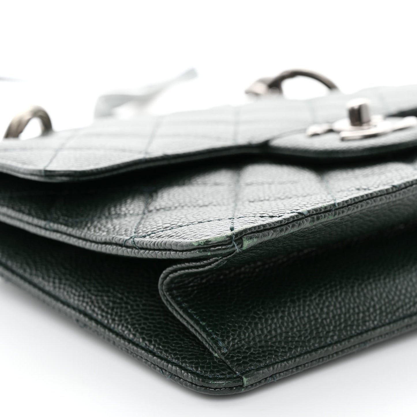 Caviar Quilted Medium Retro Class Flap Dark Green