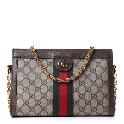 Gucci GG Supreme Monogram Web Small Ophidia Chain Shoulder Bag Brown 1 of 10