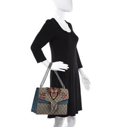Gucci GG Supreme Monogram Angry Cat Embroidered Medium Dionysus Shoulder Bag Beige Ultramarine 2 of 15