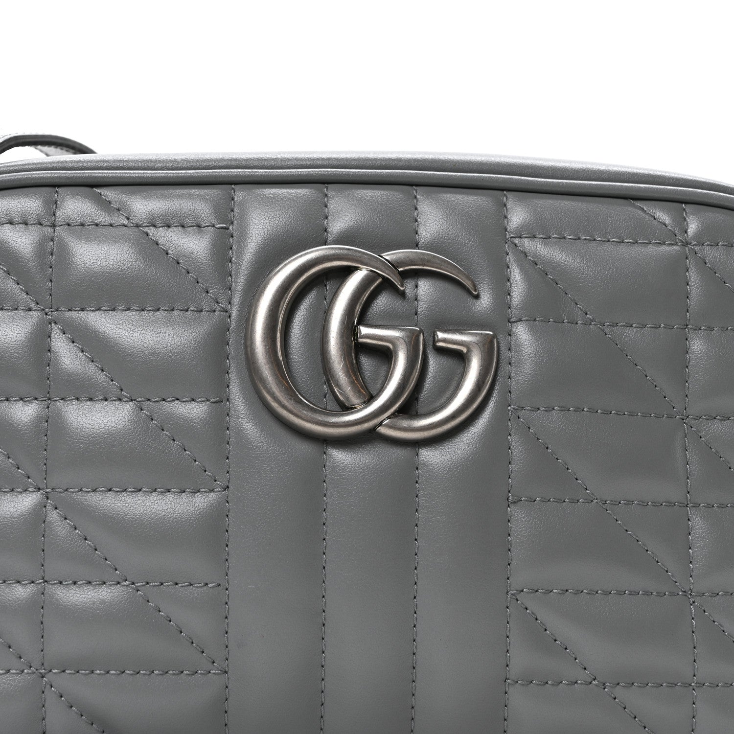 Gucci Calfskin Matelasse Aria Small GG Marmont Chain Shoulder Bag Deep Grey 8 of 10