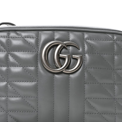 Gucci Calfskin Matelasse Aria Small GG Marmont Chain Shoulder Bag Deep Grey 8 of 10