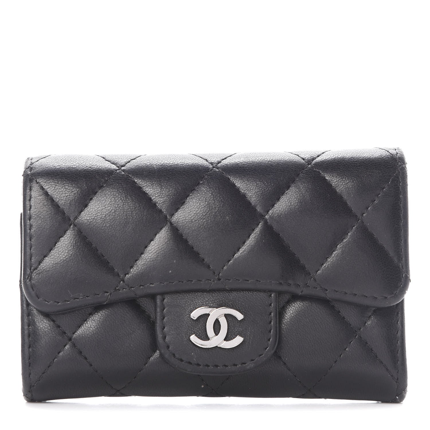 Chanel Lambskin Quilted Flap Card Holder Black 1 of 12