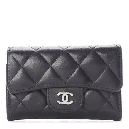 Chanel Lambskin Quilted Flap Card Holder Black 1 of 12