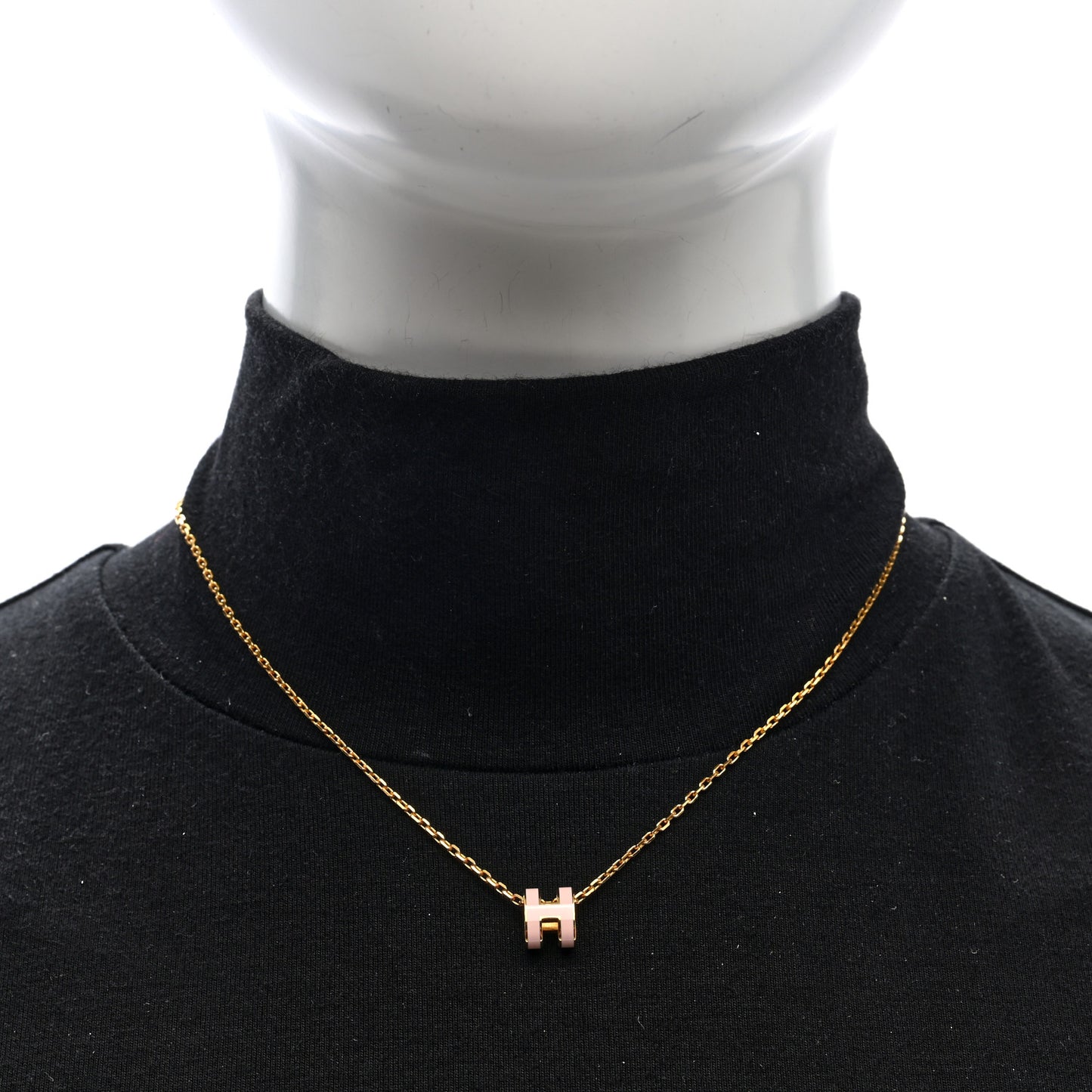 Lacquered Rose Gold Mini Pop H Pendant Necklace Rose Dragee