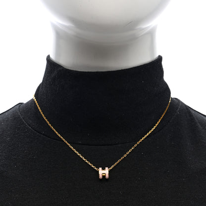 Hermes Lacquered Rose Gold Mini Pop H Pendant Necklace Rose Dragee 2 of 5