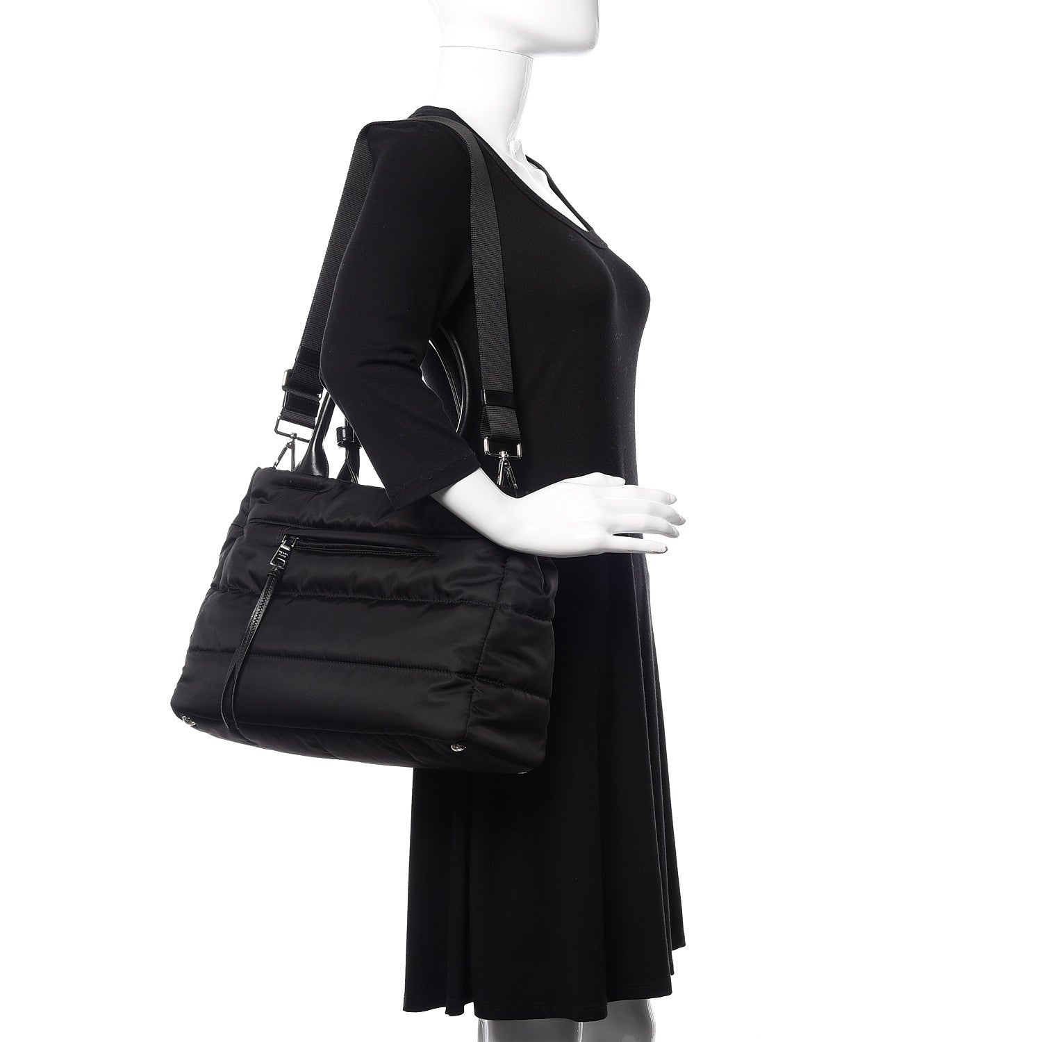 Prada Tessuto Nylon Bomber Tote Black 2 of 10