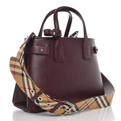 Burberry Grainy Calfskin House Check Small Banner Tote Mahogany Red 4 of 9