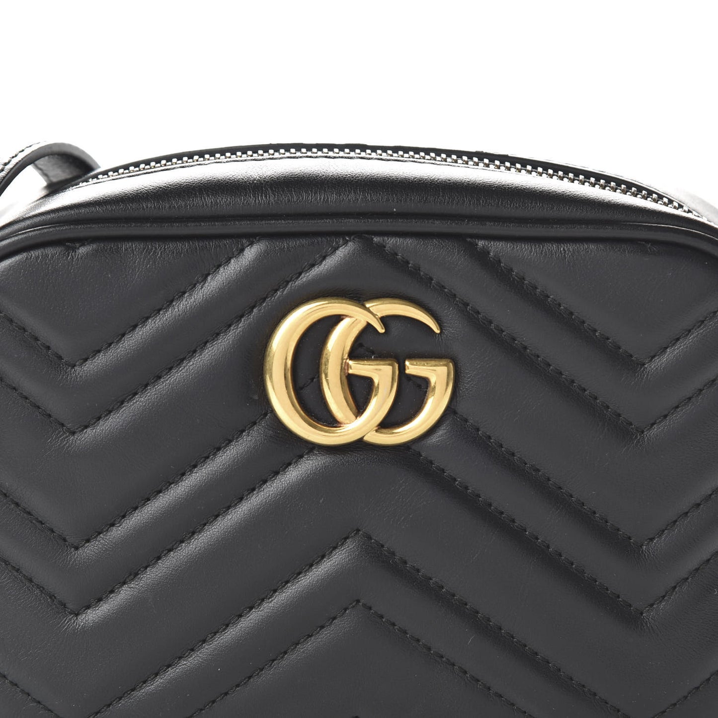 Calfskin Matelasse Mini GG Marmont Chain Shoulder Bag Black