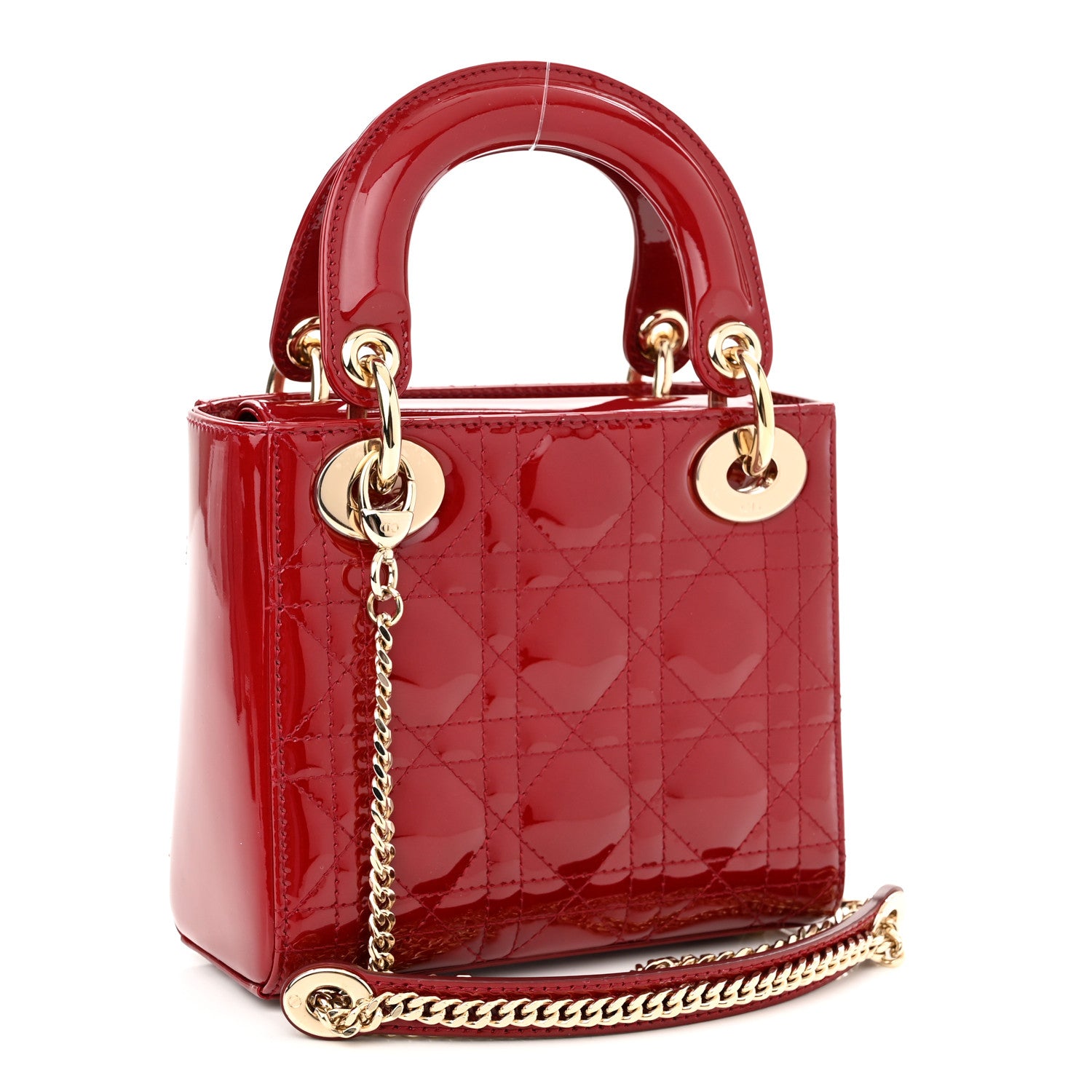 Christian Dior Patent Cannage Mini Lady Dior Red 3 of 10