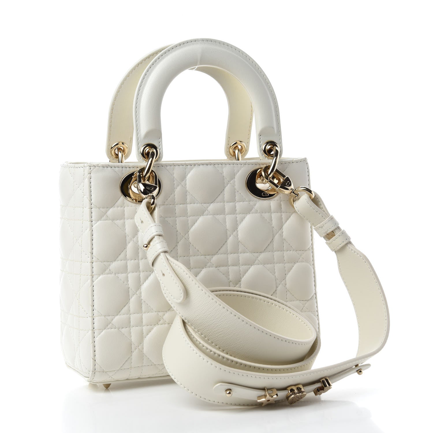 Christian Dior Lambskin Cannage Small My ABCDior Lady Dior White 3 of 12