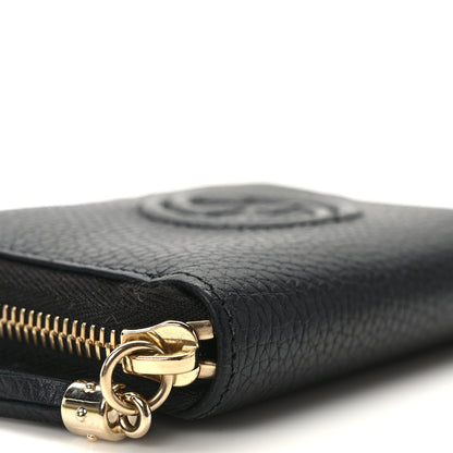 Gucci Pebbled Calfskin Soho Compact Disco Zip Around Wallet Black 6 of 9