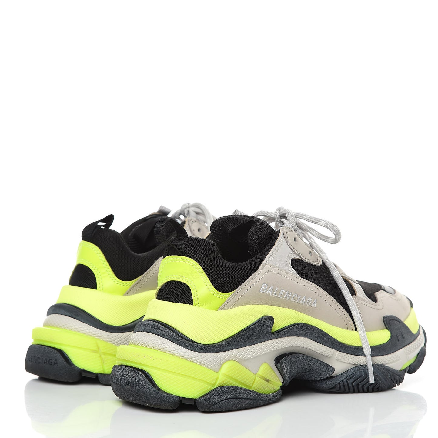 Fabric Mesh Womens Triple S Sneakers 36 Grey Black Jaune Fluo