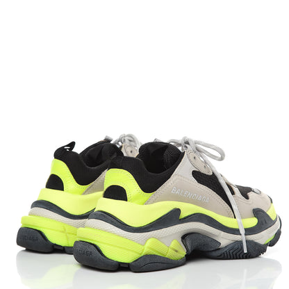 Balenciaga Fabric Mesh Womens Triple S Sneakers 36 Grey Black Jaune Fluo 4 of 8