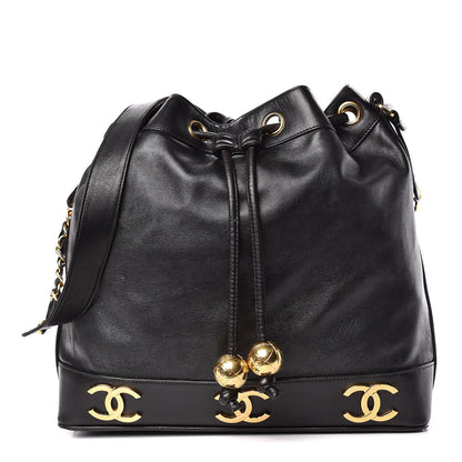 Chanel Lambskin CC Drawstring Shoulder Bag Black 1 of 21