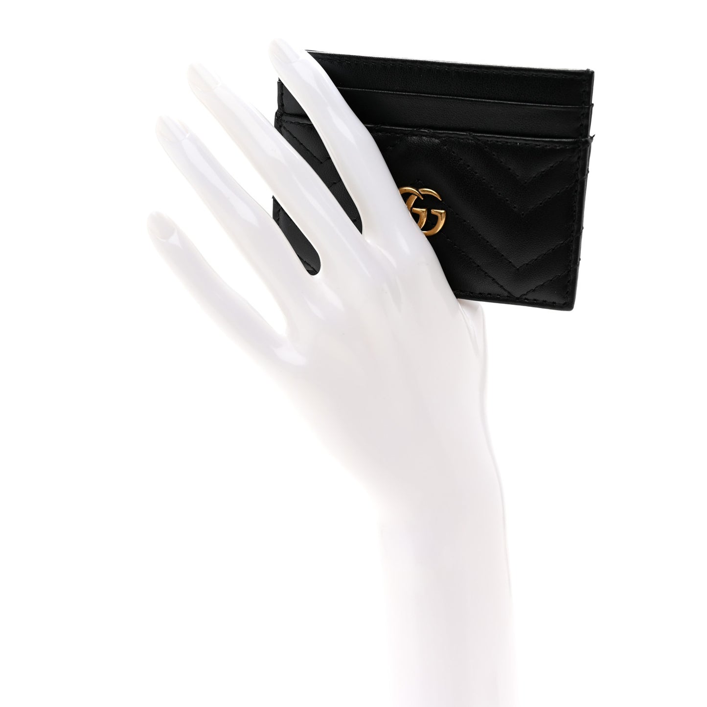 Calfskin Matelasse GG Marmont Card Holder Black