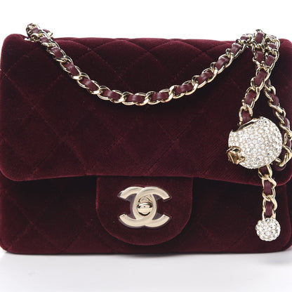 Chanel Velvet Quilted Mini Pearl Crush Flap Burgundy 8 of 11