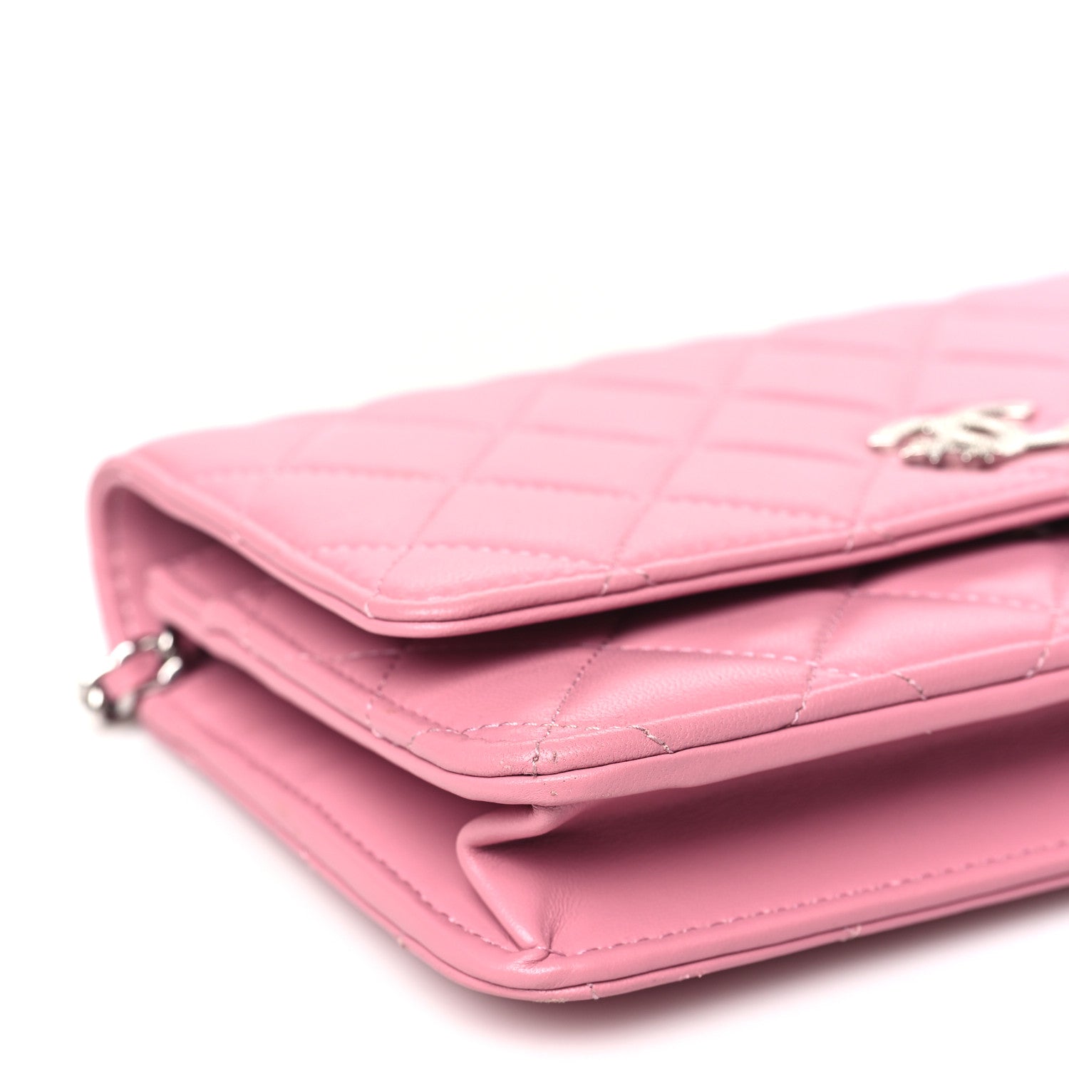 Chanel Lambskin Quilted Crystal Star Wallet On Chain WOC Pink 10 of 12