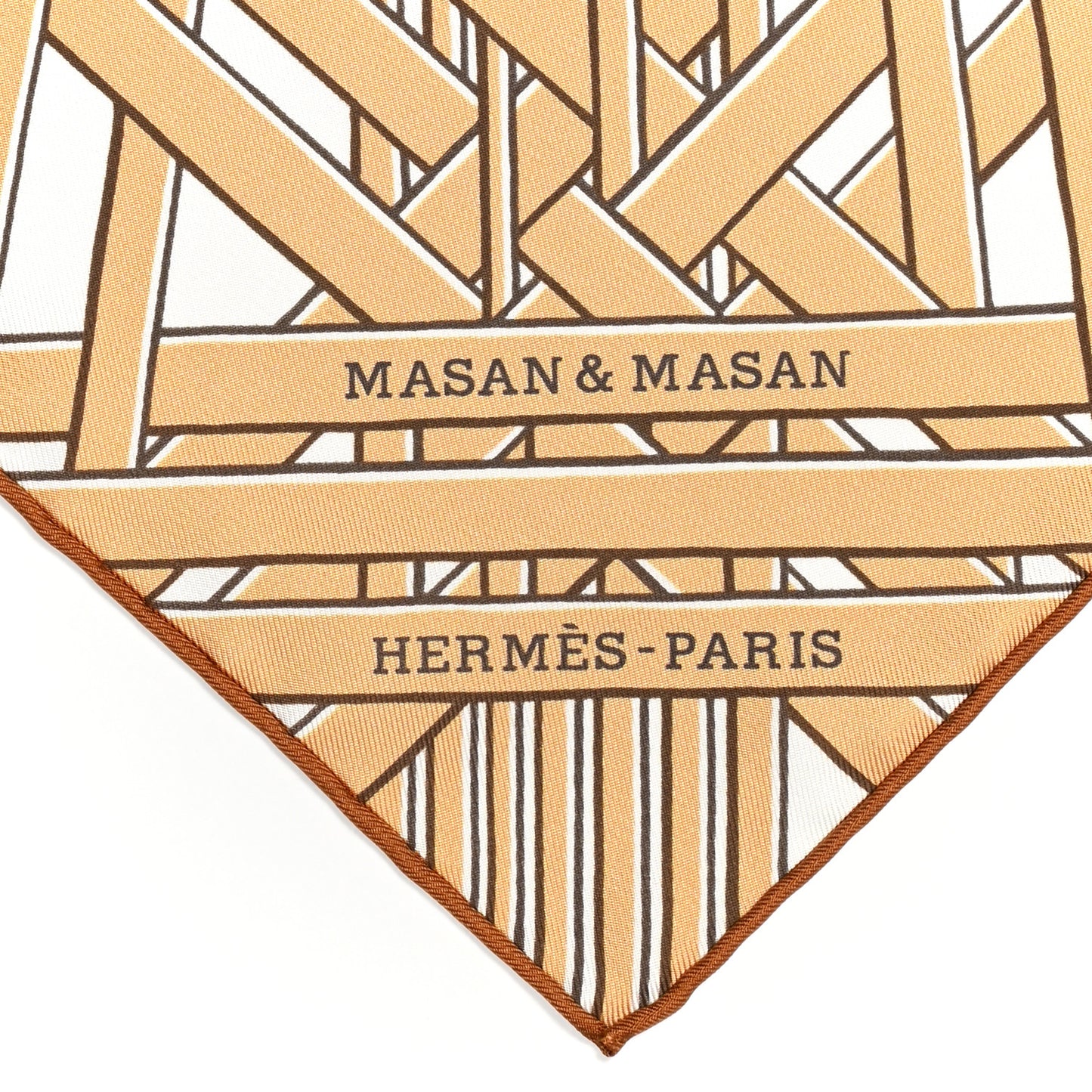 Silk Masan & Masan Scarf 90 White Beige Gris