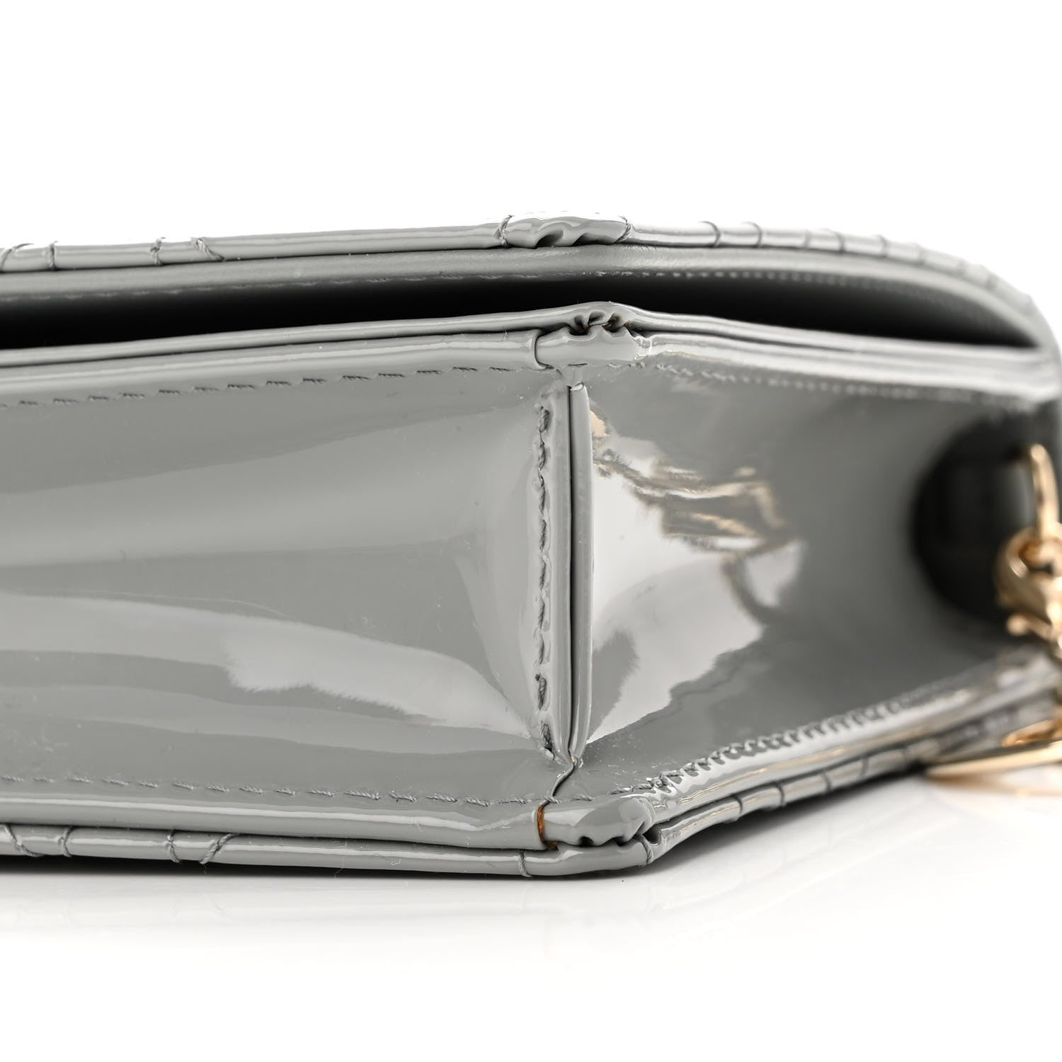 Christian Dior Patent Cannage Lady Dior Convertible Clutch Grey 10 of 11