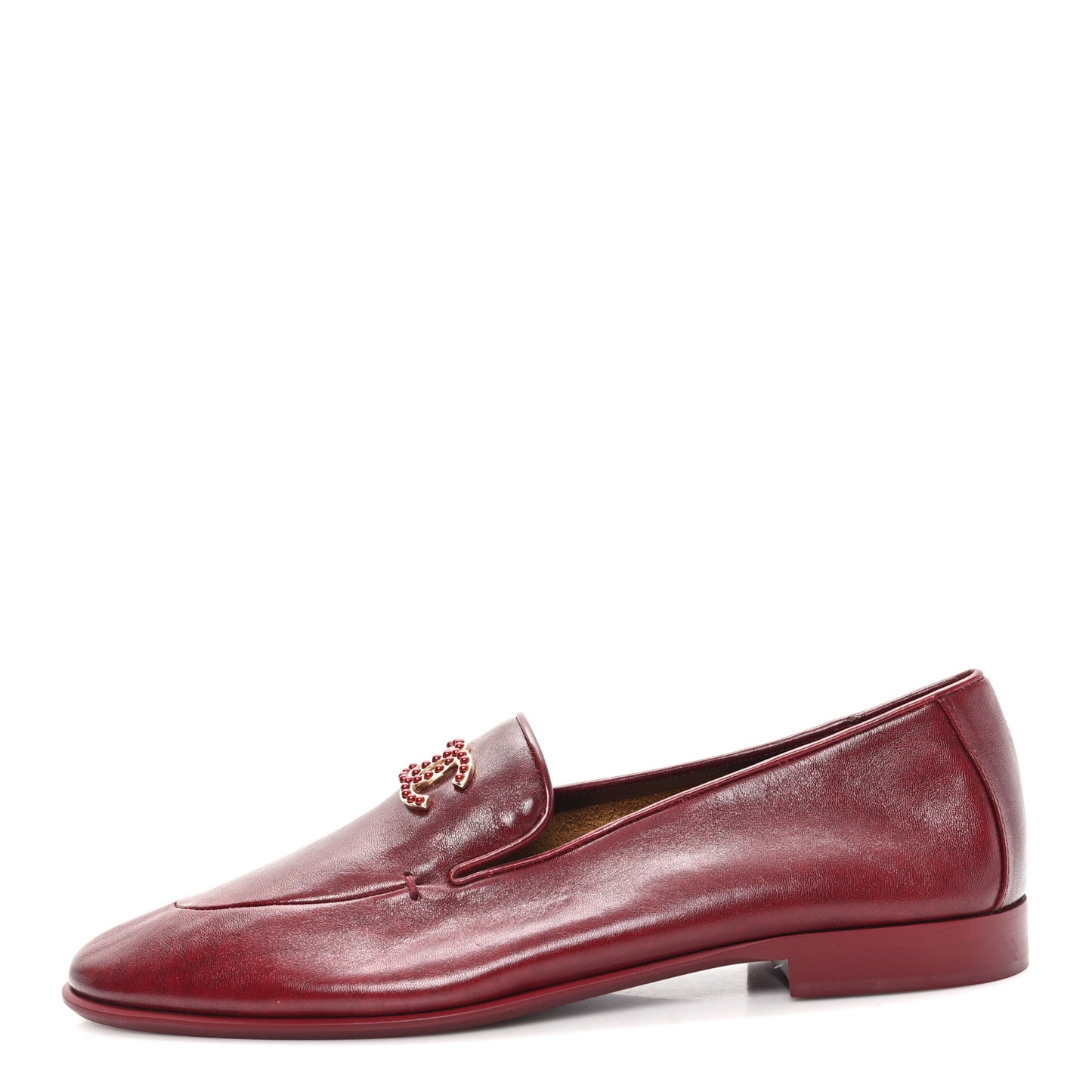 Shiny Calfskin CC Mocassin Loafers 40 Red