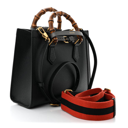 Gucci Textured Dollar Calfskin Web Small Diana Tote Bag Black Dusty Grey 3 of 10