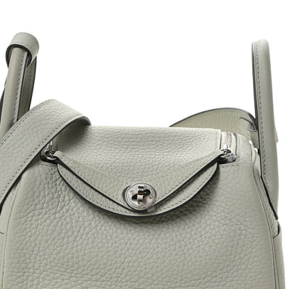 Hermes Taurillon Clemence Mini Lindy 20 Gris Neve 8 of 11