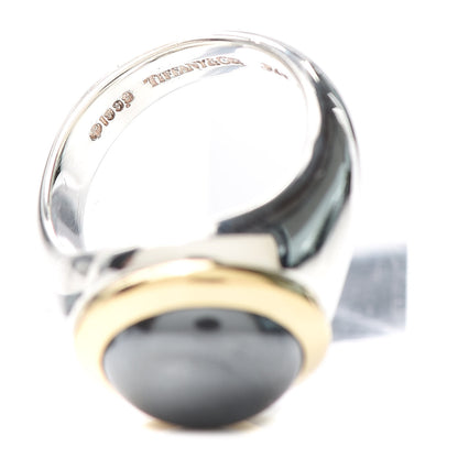 Tiffany Sterling Silver 18K Yellow Gold Hematite Ring 48 4.5 10 of 14